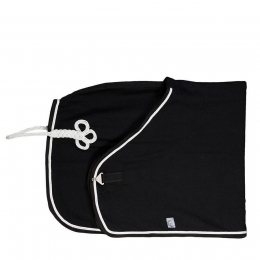 Wolldecke schwarz, 2 Zierkordeln wei und silber, schwarze Borde