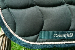 Schabracke grn, beige Zierkordel, grne Borde