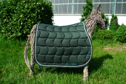 Schabracke grn, beige Zierkordel, grne Borde