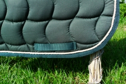 Schabracke grn, beige Zierkordel, grne Borde