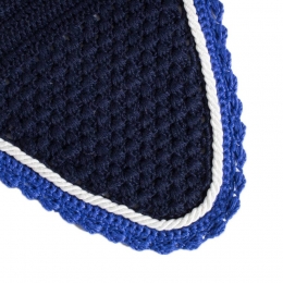 PONY Fliegenmtze dunkelblau, weie Zierkordel, royalblauer Rand