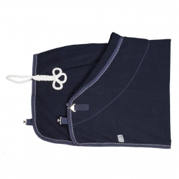 Fleecedecke PONY Blau mit 1 Zierkordel wei/Blau gemischt und Dunkelblauer Borde