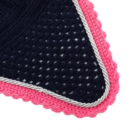 PONY Fliegenmtze dunkelblau, weie Kordel, fuchsia Borde