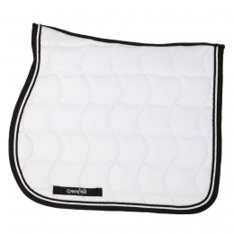 Schabracke wei, 2 Zierkordeln schwarz/wei, schwarze Borde