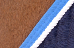 Thermatexdecke dunkelblau, wei�e Zierkordel, royalblaue Borde