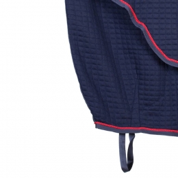 Thermatexdecke dunkelblau, rote Zierkordel, dunkelblaue Borde