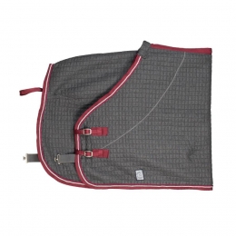 Thermatexdecke grau, 2 Zierkordeln silber/bordeauxrot, bordeauxrote Borde