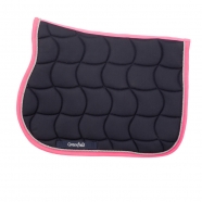 PONY Schabracke dunkelblau, weie Zierkordel, Fuchsia Borde